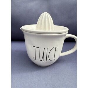 Rae Dunn Juicer JUICE Pitcher White Magenta Artisan Collection  Black Letters